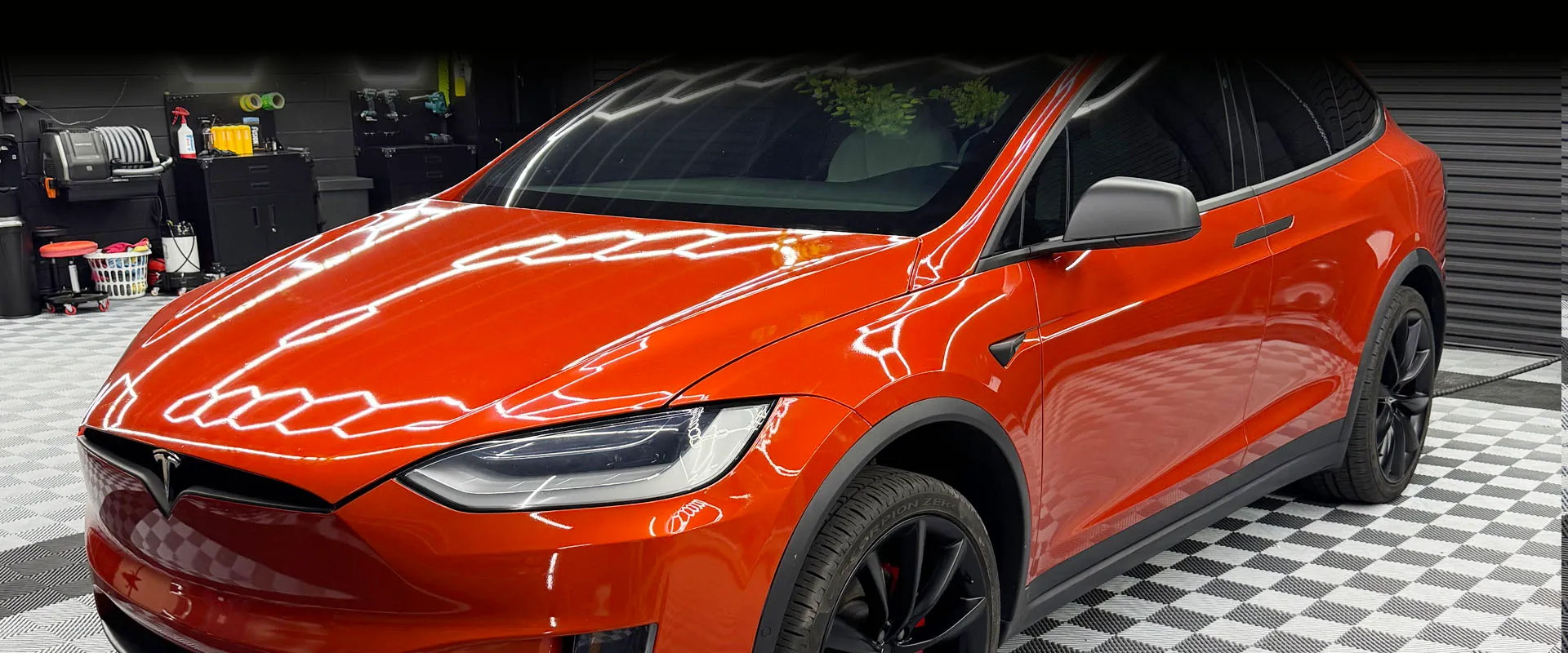 Orange Tesla Model X with PPF